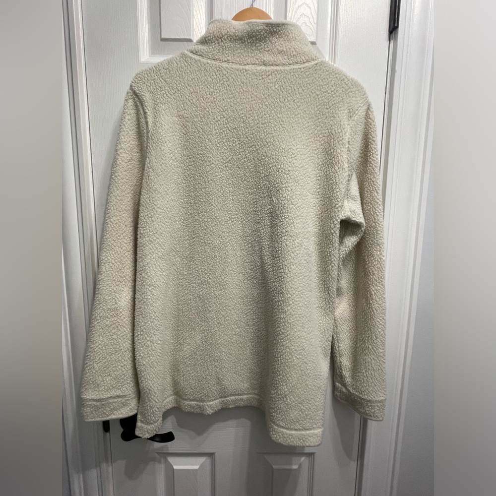 L.L. Bean Women’s Sherpa Fleece Pullover Jacket Sweater Off White Large - Picture 7 of 9